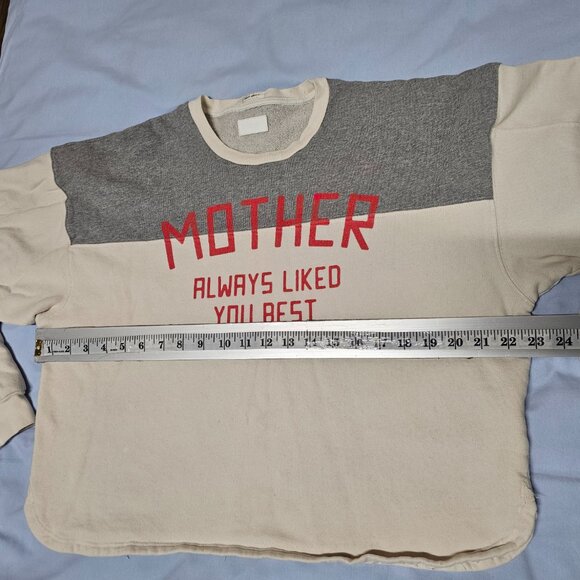 MOTHER The Champ Cotton Pullover Sweatshirt Women Size L Cream/Gray - Picture 12 of 16